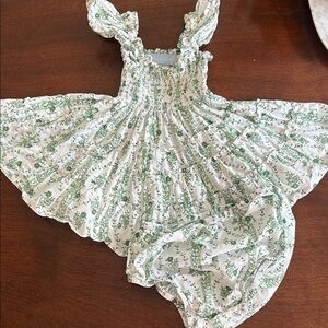 Hill House Green and White Smocked Dress